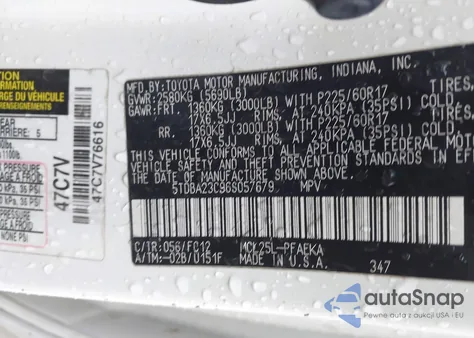 2006 Toyota Sienna Le from USA, damaged, VIN 5TDBA23C96S057679